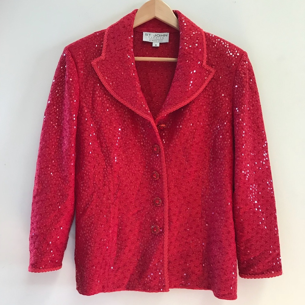 St John Evening Sequined Blazer Jacket 8 - Picture 1 of 7